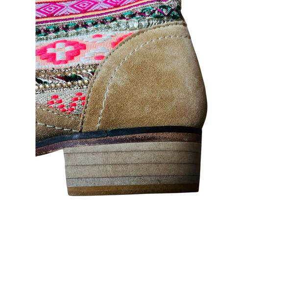 NEW Z&L Bohemian Leather Suede Aztec Print Boots in Brown Leather Upper and Sole - Picture 6 of 8